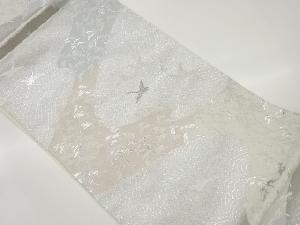 木々に荒波・鶴模様織出し袋帯